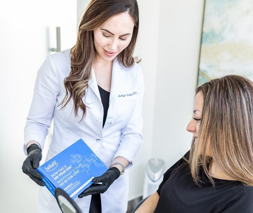 Nurse Jacklyn reviewing Bellafill with a Client