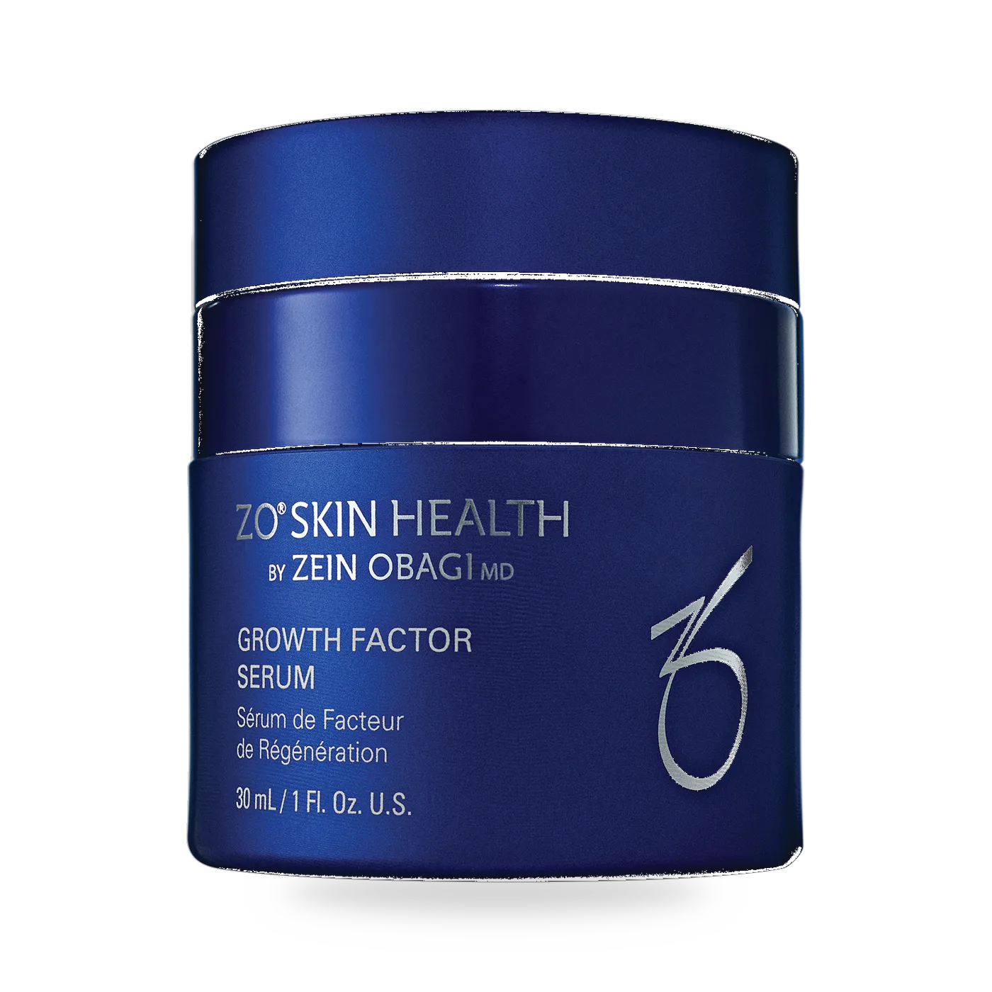 ZO Skin Health Growth Factor Serum in a 30 mL blue jar
