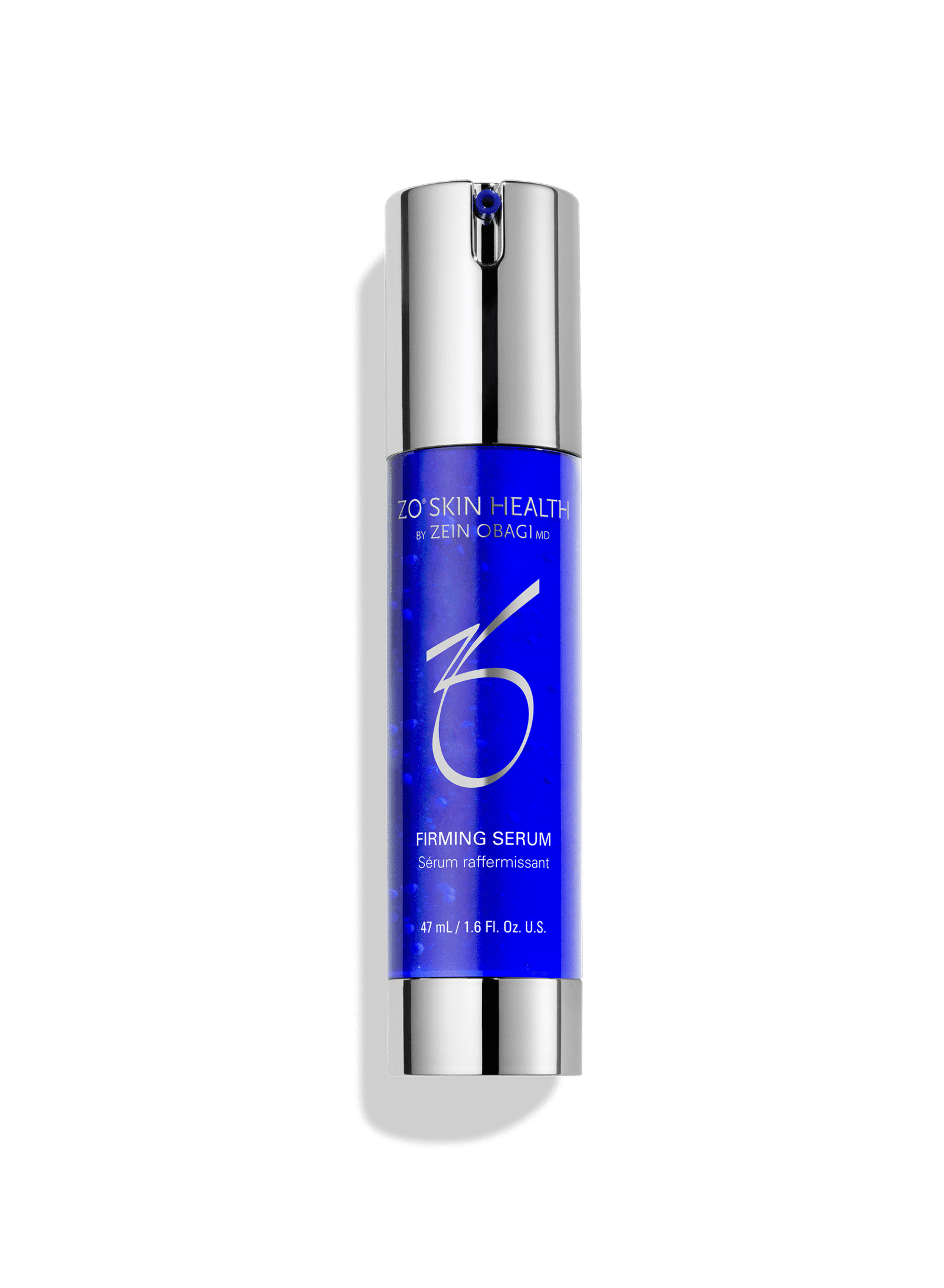 ZO Skin Health Firming Serum packaging – 47 mL bottle with chrome pump, featured by Nurse Jacklyn in Oakville.